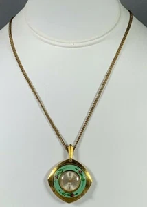 Vtg LeGant Pendant Necklace Watch 17 Jewels Swiss Enamel Roses - Picture 1 of 4
