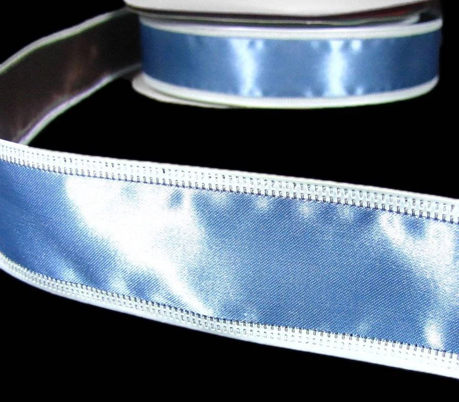 5 Yards Solid Light Blue Satin Wired Ribbon 1 1/2"W - Image 1 of 1