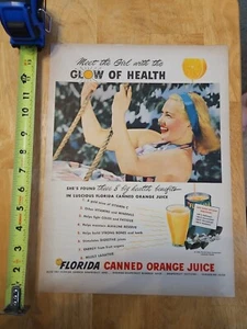 MAGAZINE AD FLORIDA CANNED ORANGE JUICE 1948 WEBSTER CIGARS - Picture 1 of 2