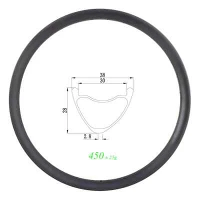 29in DH MTB AM Carbon Rim 38mm Wide 28mm Deep 24 28 32 36H Clincher Tubeless - Image 1 of 4