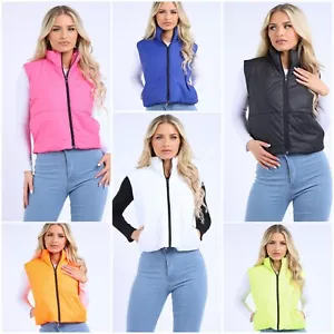 Damas Mujeres Nuevo Chaleco Acolchado Acolchado Corto Recortado Chaleco (Reino Unido S - XL) - Imagen 1 de 20
