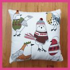 Pier 1 Imports Pillow Embroidered Birds Winter Decorative Sofa Cushion 16 x 16