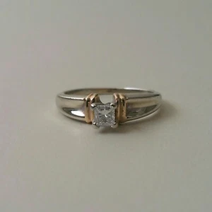 Shane Co. Ladies Two Tone Diamond Ring in 14karat White & Yellow Gold Size 7.5 - Picture 1 of 10