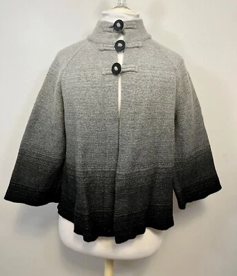 JONES NEW YORK Gray Black Ombre Swing Cardigan Sweater Sz L Wool / Angora Blend - Image 1 of 4