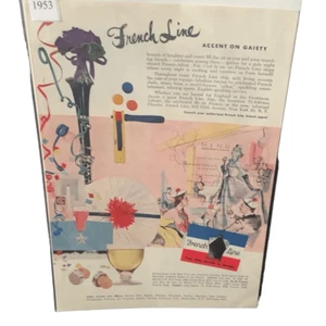 Vintage 1953 French Line Accent on Gaiety Ad Advertisement - Bild 1 von 4