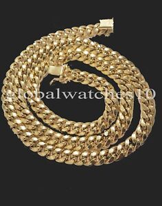 10k Gold Chain Real Miami Cuban Link Box Lock 8mm 18 inch Choker Men Women