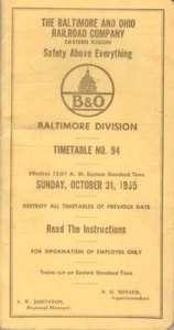 BALTIMORE & OHIO - BALTIMORE DIVISION EMPLOYEE TIMETABLE 1965 B&O - Picture 1 of 2