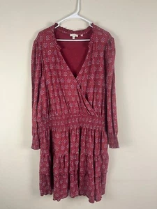 Fat Face Women's Viscose Dresses Sz US 20 UK 22 Floral Vneck Elastic Waist Red - Picture 1 of 13