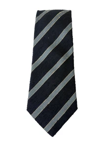 Corbata Turnbull & Asser Azul Marino Texturizada Seda Cruda Rayas Inglaterra Nueva con Etiquetas - Imagen 1 de 5