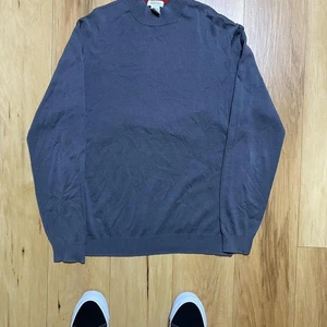 Barneys New York Men’S L Silk Blend Knit Sweater Mock Neck Gray Luxury - Picture 1 of 3
