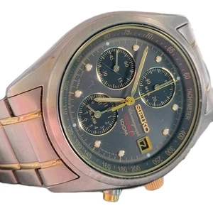 Seiko Men's Chronograph Titanium 7T62-0FD0 Alarm 100m Boxed - Picture 1 of 12