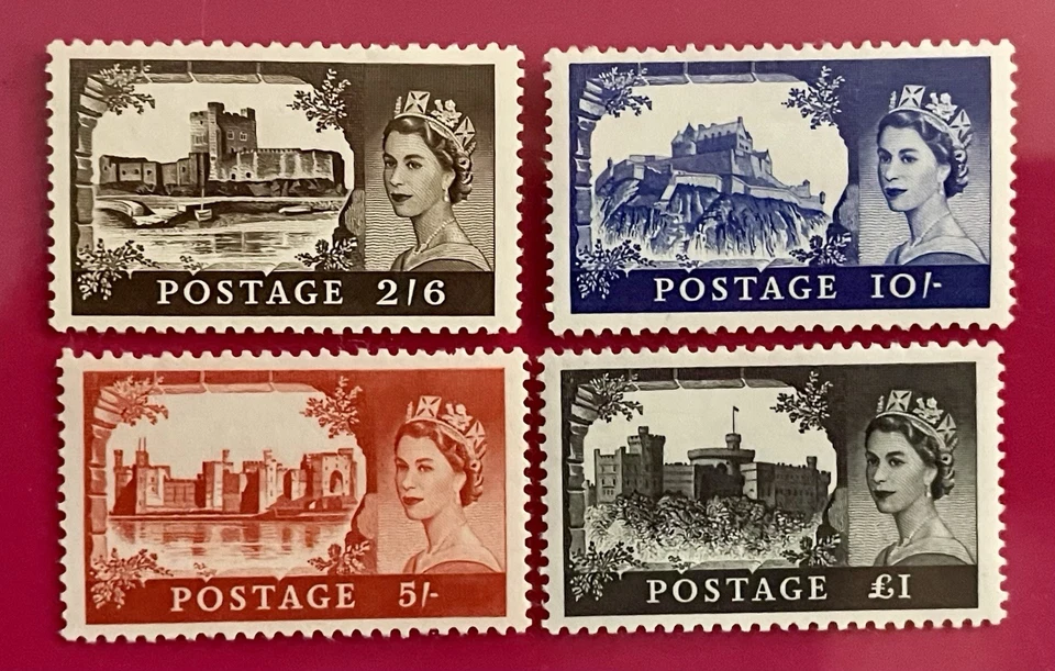 GB 1955 QE II SG 536 - 539 Castillos Juego de altos valores, MNH CV £250 Foto 1 de 2