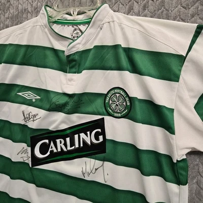Vtg Celtic Football Club Jersey Umbro 2003 XL Signed Carling Soccer Shirt - Image 1 of 4