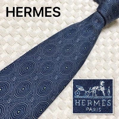Patrón de punto de corbata HERMES Hermes patrón 100 % seda hecho en Francia azul Foto 1 de 4