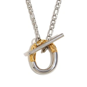 Stylish Two Tone Waterproof Necklace with Secure OT Clasp Perfect for Parties - Picture 1 of 8