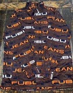 FUBU NWOT Shirt Mens Size M Orange Blue All Over Print Streetwear Long Sleeve - Picture 1 of 6