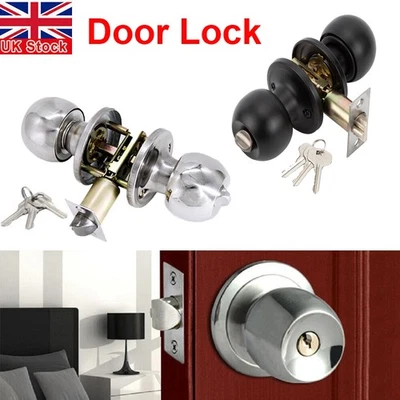 Round Door Lock Knob Handle Lever Lockset Entry Privacy Passage Home Bedroom - Image 1 of 4