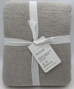 Pottery Barn Belgian European Flax Linen KING Waffle Weave Duvet Cover ~ Flax - Picture 1 of 2