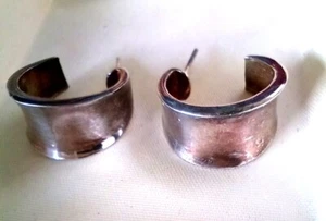 "HOOPS" STERLING SILVER DESIGNER Vintage EARRINGS - Picture 1 of 4
