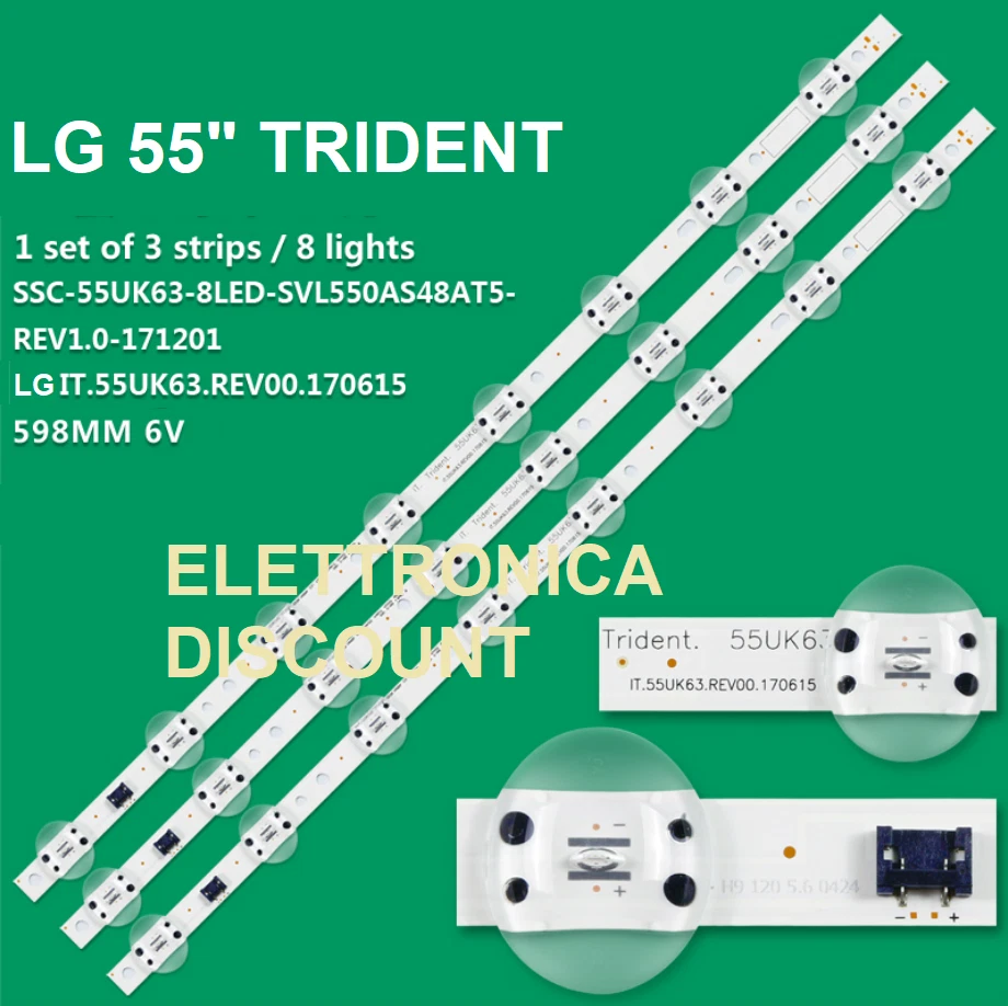 BARRE LED PER TV LG 55 POLLICI SSC-TRIDENT-55UK63-S SVL55AS48AT5 AGM76191301 - Immagine 1 di 1