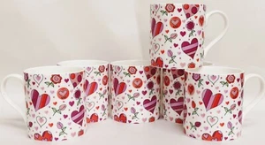 Set 6 tazze Chic Hearts Fine Bone China Balmoral Love Cups decorate a mano nel Regno Unito - Foto 1 di 11