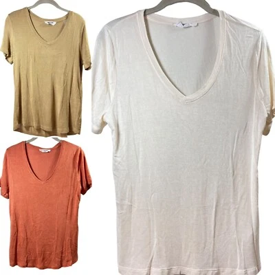 Double Zero Women Set Of 3 Short Sleeve Tees Spicy Small Orange Green Cream - Image 1 of 4