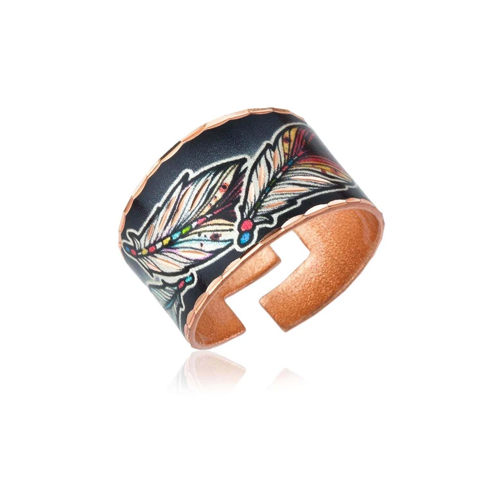 Разнообразие медных колец для женщин цветы кольца перо широкие кольца-манжеты - Изображение 1 из 1