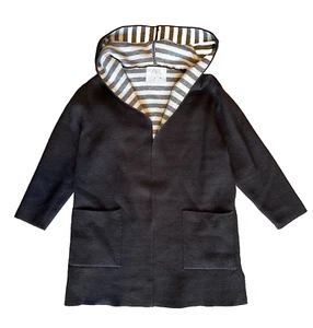 ZARA Kids Hooded Long Sleeve Cardigan Open front Knit Sweater Dark Gray Size 7 - Picture 1 of 4