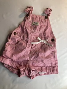 OshKosh B'Gosh Overalls Pink White Stripes Ribbon 18 Months - Picture 1 of 4