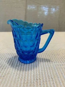Vintage Fenton Colonial Blue Thumbprint Pattern Creamer - Picture 1 of 9