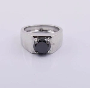 Natural Ónice Negro Piedra Con 925 Anillo Plata de Ley para Hombres #1164 - Imagen 1 de 6