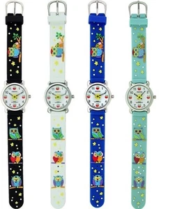 NEW GENEVA KIDS 3D MULTI COLOR OWLS SILICONE BAND,WATER RESISTANT WATCH - Picture 1 of 4