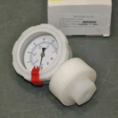Kodiak / Pic Pressure Gauge 701DDS-T-254B, 0-15 PSI, PVDF Body, 2-1/2" Dial - Image 1 of 4