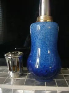LÁMPARA BERGER PARIS HECHA EN FRANCIA CRISTAL FUNDIDO MÁRMOL AZUL MAREL AUVRAY - Imagen 1 de 9