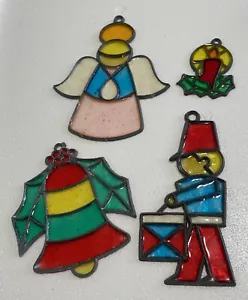 set vintage 4 candele campanella angelo soldato suncatcher vetrate natalizie look - Foto 1 di 18