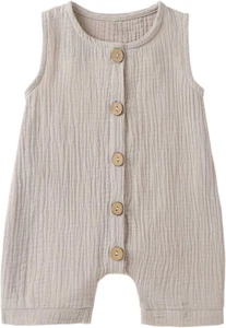 Infant Newborn Baby Boys Girls Cotton Linen Romper Summer Jumpsuit Sleeveless Ov - Picture 1 of 8