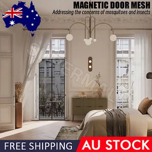 Magnetic Door Mesh Black Fly Screen Magic Magna Mosquito Bug Curtain OZ - Picture 1 of 9