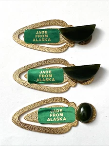 Jade de Alaska ~ Lote de 3 marcadores de metal tono dorado de recuerdo - Imagen 1 de 10