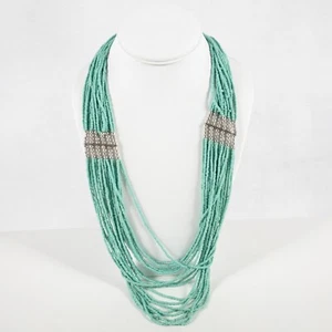 Collar Multistrand Cuentas Color Turquesa Cuentas Semilla 26" - 28" Ajustable - Imagen 1 de 5