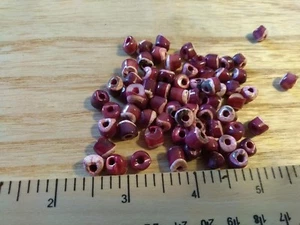 Approximately 100 Stained Dark Pink - Vintage Mother of Pearl Beads - 7 mm - Picture 1 of 4