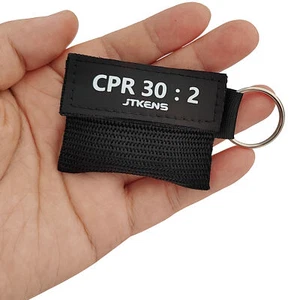 CPR Faceshield with One-Way Valve in Nylon Keychain Pouch First aid CPR Mask - Picture 1 of 5