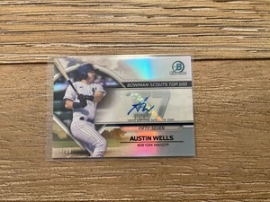 2023 Bowman Draft Chrome Austin Wells Bowman Scouts Top 100 #57 Auto 84/99 SP - Picture 1 of 2
