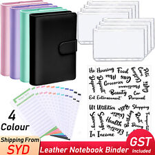 A6 PU Leather Notebook Binder Budget Planner Organizer Cover Cash Pockets Sheets