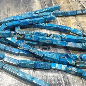 Natural Imperial Jasper, Cuboid, 13x4.5x4.5mm,Deep Sky Blue , Approx 30pce. - Bild 1 von 2