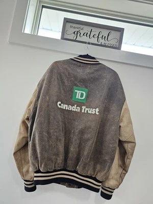 Chaqueta de Cuero Vintage Roots Varsity Letterman TD BANK Hecha en Canadá 2XL Foto 1 de 4