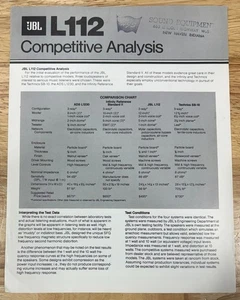 JBL L112 Competitive Analysis  - Original - NOT A COPY - Picture 1 of 3