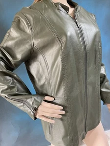 Debenhams Collection Green Faux Leather Jacket Size 18 - Picture 1 of 9