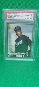 PSA 8 1994 Classic # 1 Michael Jordan Birmingham Barons NM-MT Vintage Graded MJ  - Foto 1 di 6