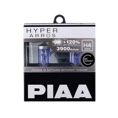 PIAA Hyper Arros (H4) Headlight Bulbs (Pair) - Cool White, Up To 120% Brighter - Image 1 of 2