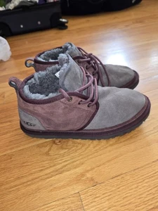 Ugg Gray Suede Fur Lined Boots Mens Size 8 - Picture 1 of 8